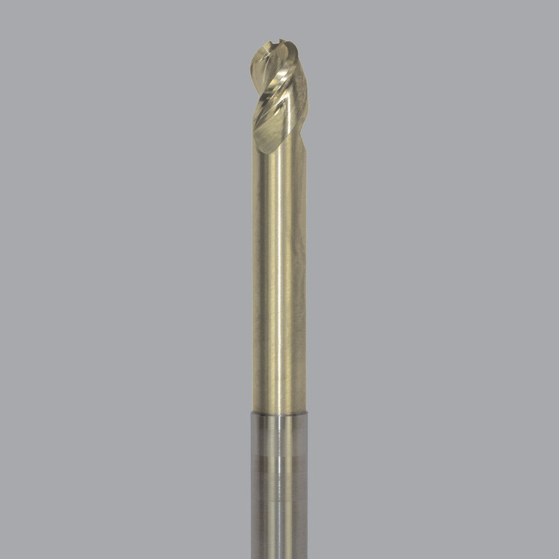 LMT Onsrud AMC709889<br>3/8" CD x 1/2" LOC x 3/8" SD x 4" OAL; 2-1/4" Neck Ball CR ZrN<br>Aluminum Finisher 3 Flute End Mill; Necked