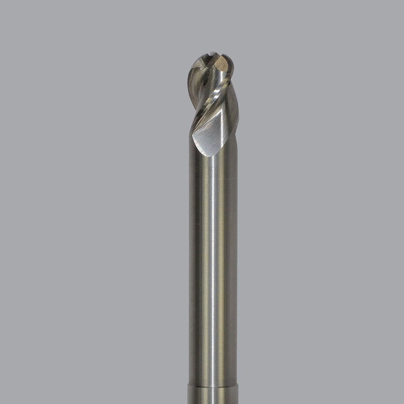 LMT Onsrud AMC715138<br>1/4" CD x 3/8" LOC x 1/4" SD x 4" OAL; 1-1/2" Neck Ball CR Uncoated<br>Aluminum Finisher 3 Flute End Mill; Necked, Coolant Through